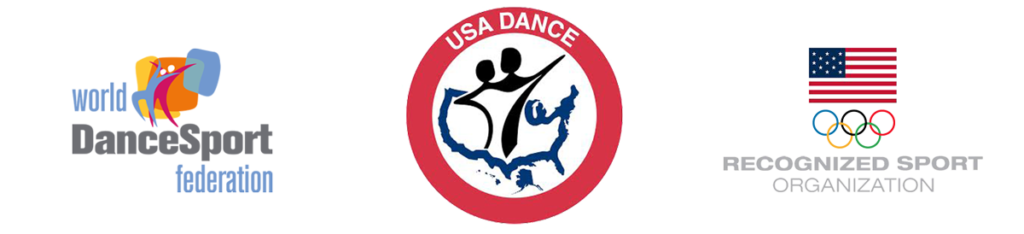 USA Dance Logo flanked by WDSF and Olympic Recognized Sport Organization Logos