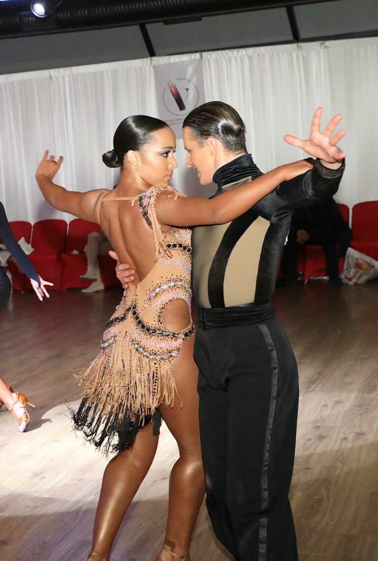 Salvatore Bonfardeci and Kiana Barlow dance Adult Latin Championship.