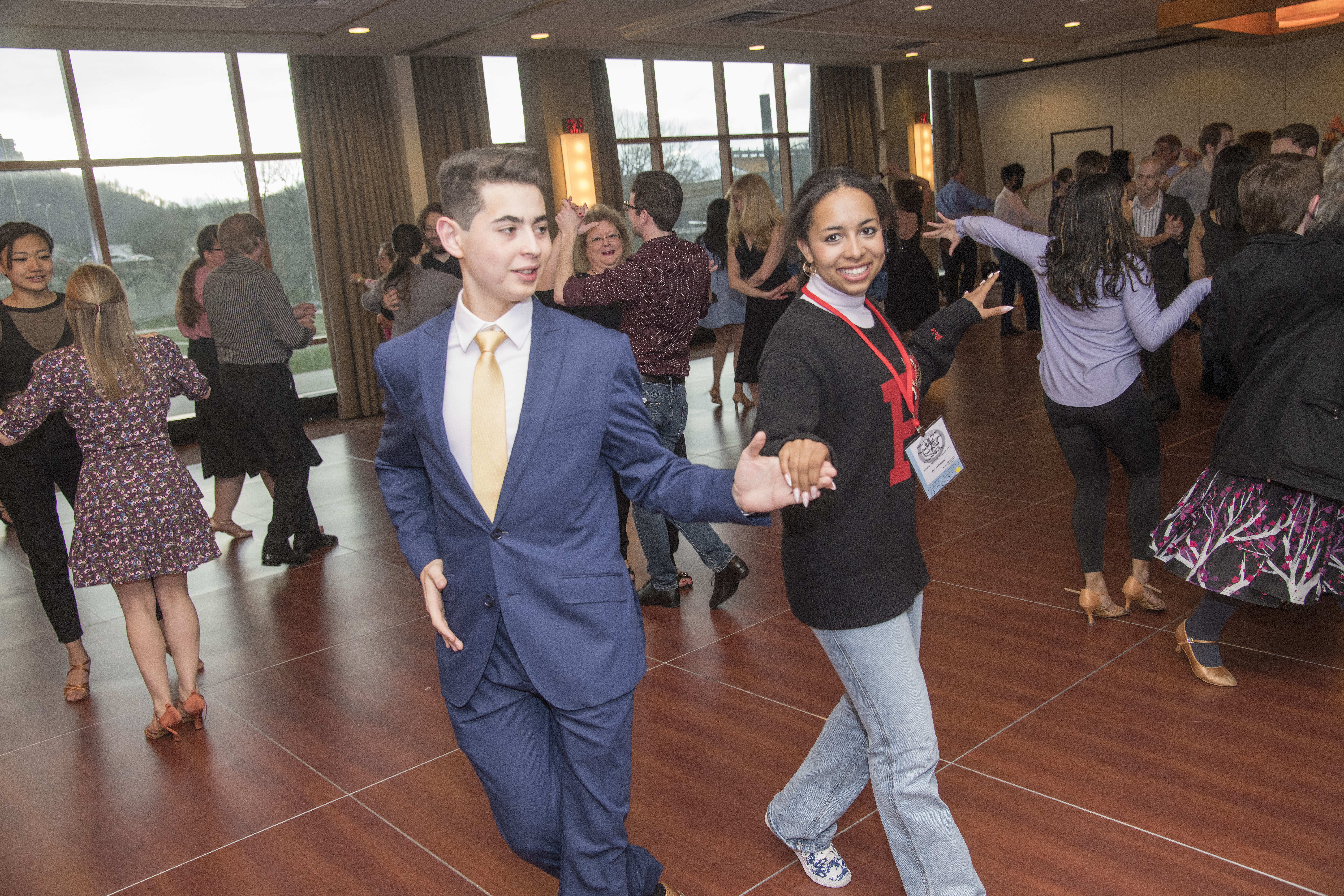 Social Dancers, and some of the competitors, took time to relax and have fun at the Saturday Night Social Dance. Salvatore Bonfardeci and Kianna Barlow were all smiles during a Rumba. Photo by Patt Panzer.