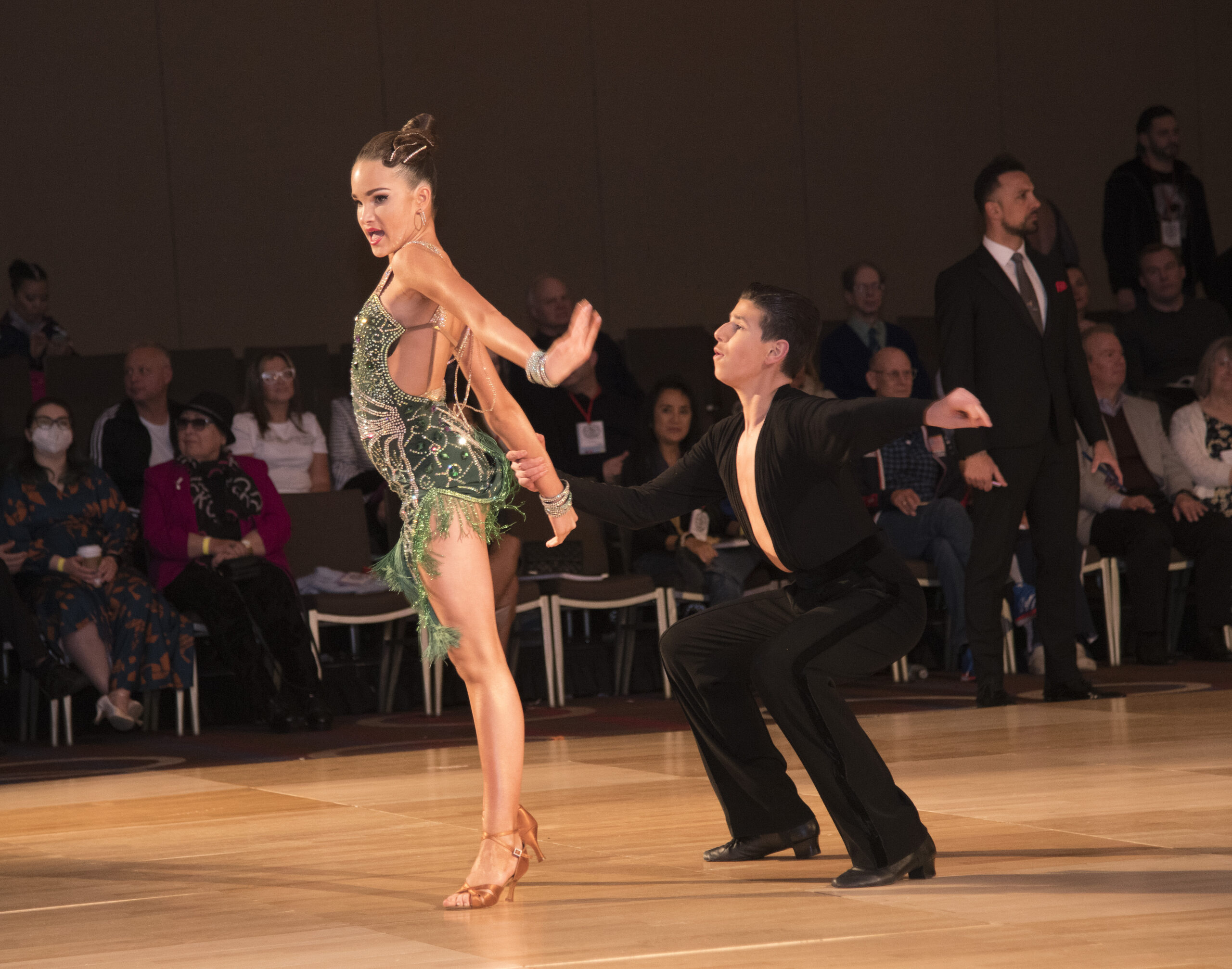 Angelina Zelenova and David Moiseyev competed in Junior 1 Championship Latin and Standard and won both categories.Photo by Carson Zullinger.
