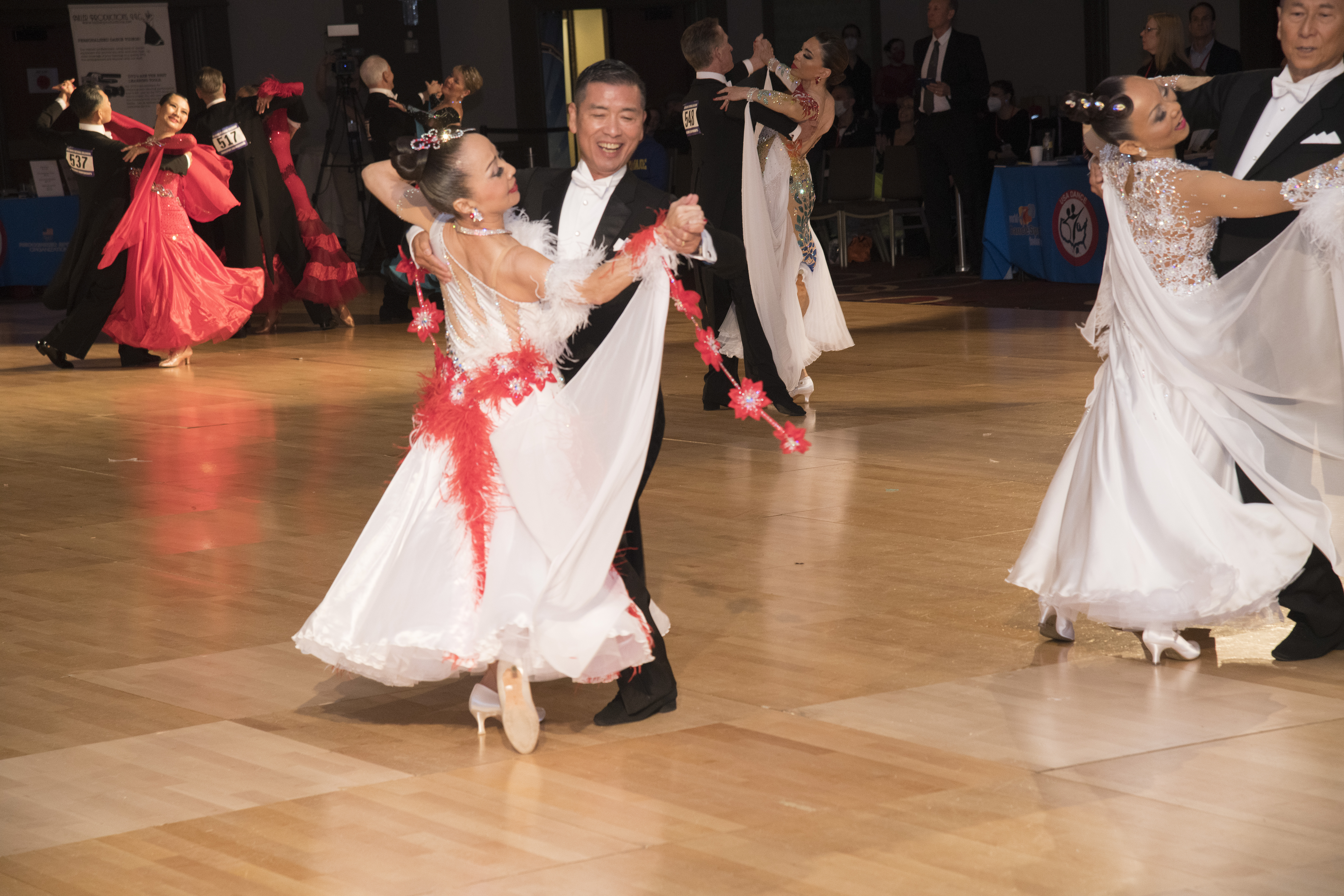 Senior Championships are always popular at Nationals. Here, Glenn Okazaki and Anne Chang enjoy a lovely final with their fellow Senior IV Standard dancers. Photo by Carson Zullinger.