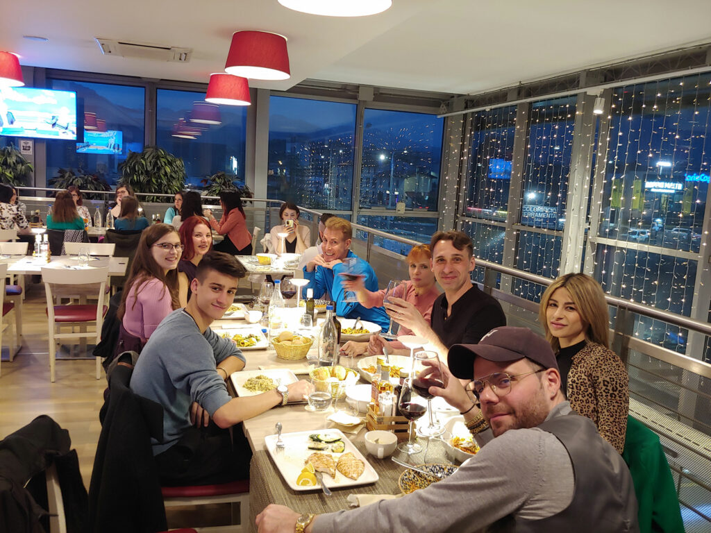 Christopher and Holly with Coach Andrea Zaramella, Official Valeria Pittalis and their United States travel companions – Eugene and Alla Lobko and Mike and Rose-Ann Lynch.