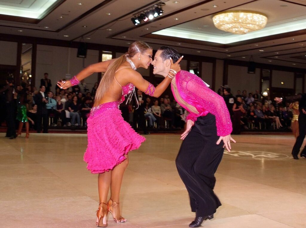Pasha Pashkov and Daniella Karagach won three United States Adult International 10-Dance Championships and the 2012 Internationals Latin Championship.  Here they are dancing in the 2009 Nationals.