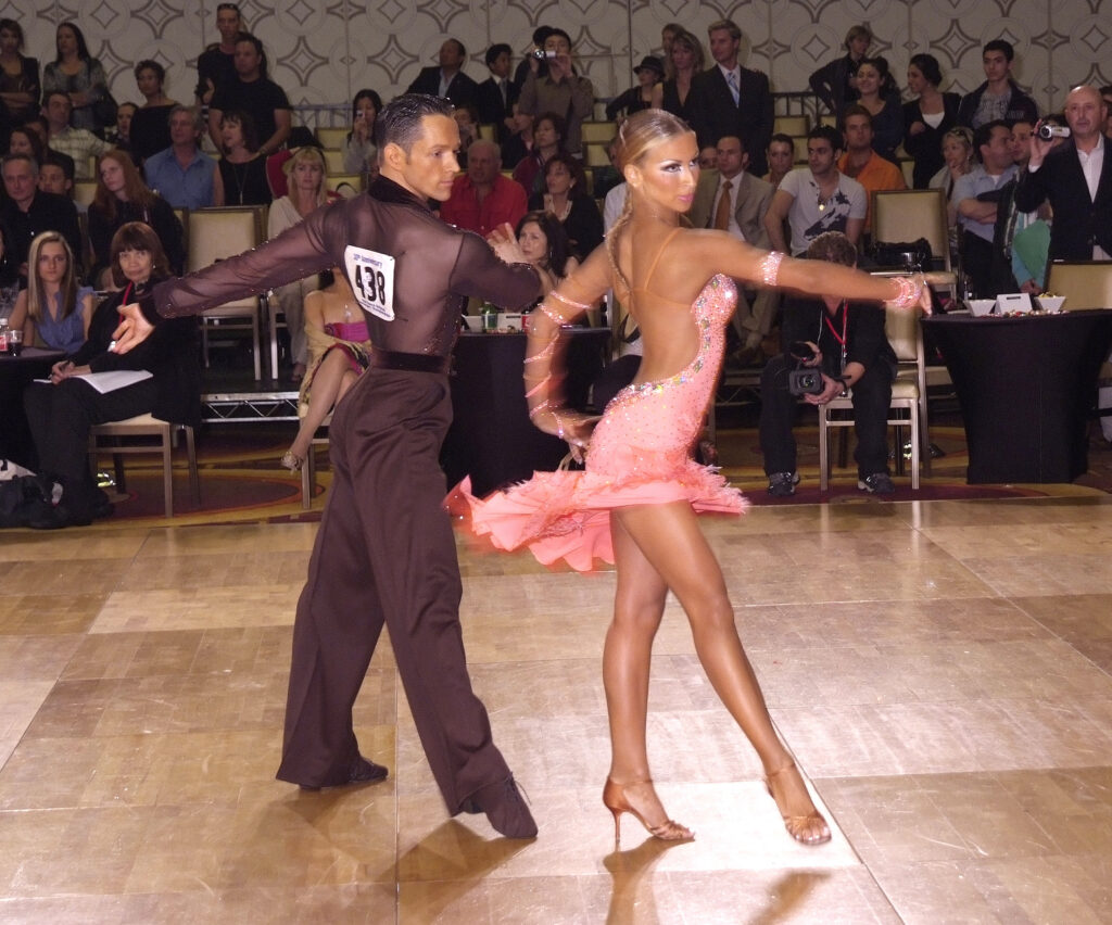Pasha Pashkov and Daniella Karagach won three United States Adult International 10-Dance Championships and the 2012 Internationals Latin Championship.  Here they are dancing in the 2009 Nationals.